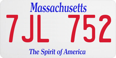 MA license plate 7JL752