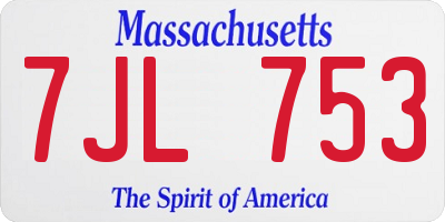 MA license plate 7JL753