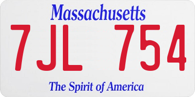 MA license plate 7JL754
