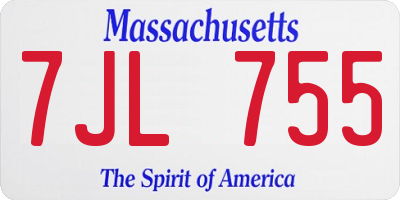 MA license plate 7JL755