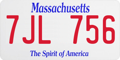 MA license plate 7JL756