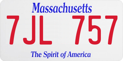 MA license plate 7JL757