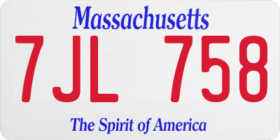 MA license plate 7JL758