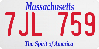 MA license plate 7JL759