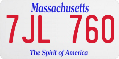 MA license plate 7JL760