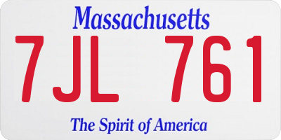 MA license plate 7JL761