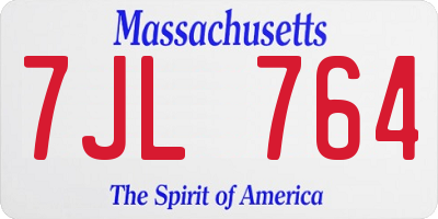 MA license plate 7JL764