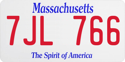 MA license plate 7JL766
