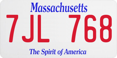 MA license plate 7JL768
