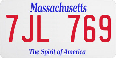 MA license plate 7JL769