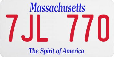 MA license plate 7JL770