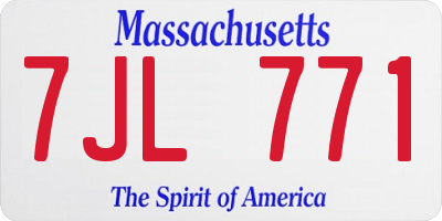 MA license plate 7JL771
