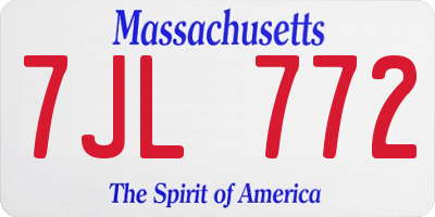 MA license plate 7JL772