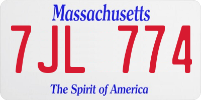 MA license plate 7JL774