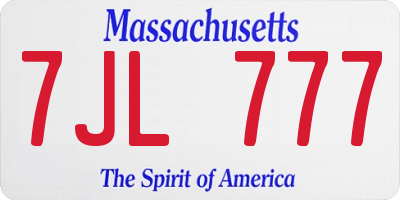 MA license plate 7JL777