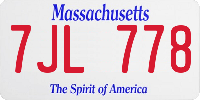 MA license plate 7JL778