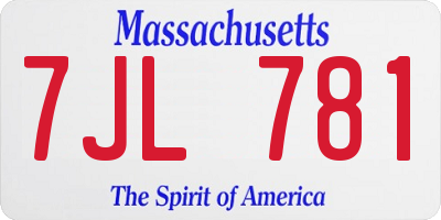 MA license plate 7JL781