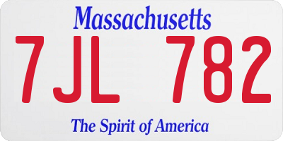 MA license plate 7JL782