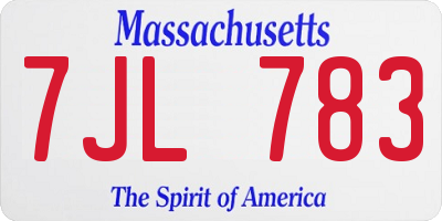 MA license plate 7JL783