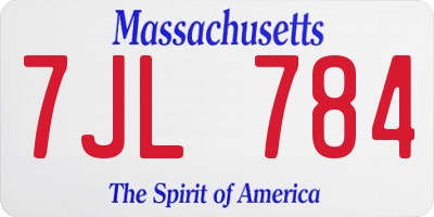 MA license plate 7JL784