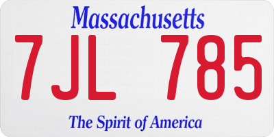 MA license plate 7JL785