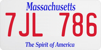 MA license plate 7JL786