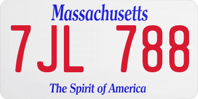 MA license plate 7JL788
