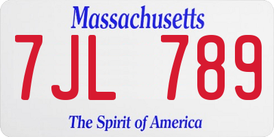 MA license plate 7JL789