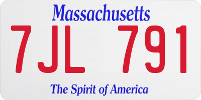 MA license plate 7JL791