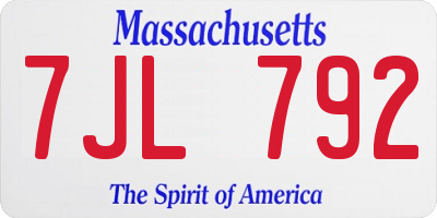 MA license plate 7JL792