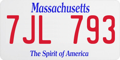 MA license plate 7JL793