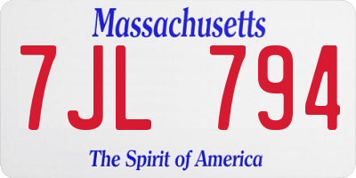 MA license plate 7JL794