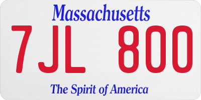MA license plate 7JL800