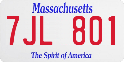 MA license plate 7JL801