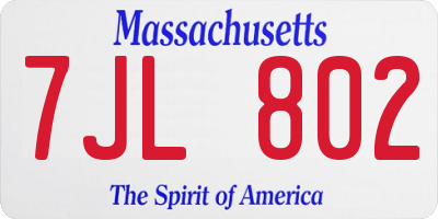 MA license plate 7JL802