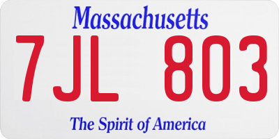 MA license plate 7JL803