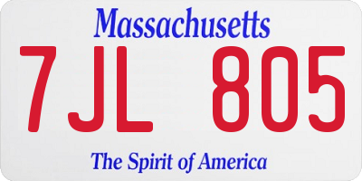 MA license plate 7JL805