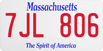 MA license plate 7JL806