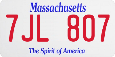 MA license plate 7JL807
