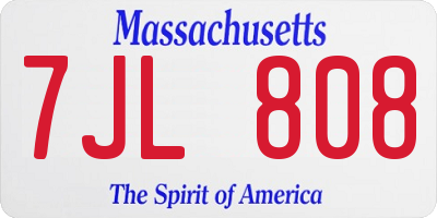 MA license plate 7JL808