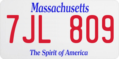 MA license plate 7JL809