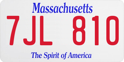 MA license plate 7JL810