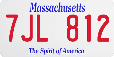 MA license plate 7JL812