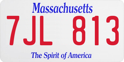 MA license plate 7JL813