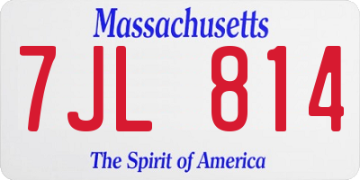 MA license plate 7JL814