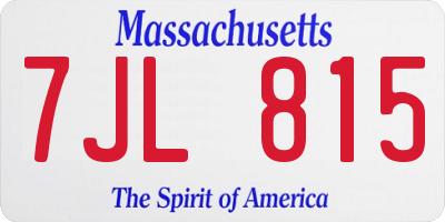 MA license plate 7JL815