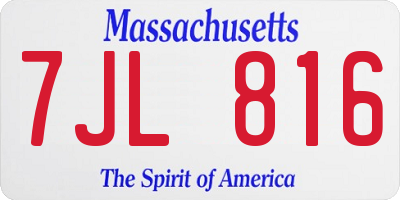 MA license plate 7JL816