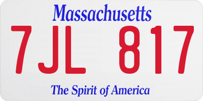 MA license plate 7JL817
