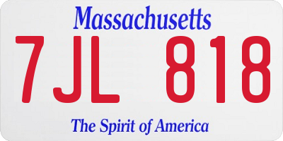MA license plate 7JL818