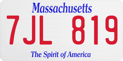MA license plate 7JL819